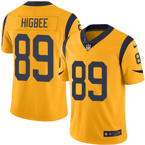 Men's Limited Tyler Higbee Nike Jersey Gold - #89 Rush NFL Los Angeles Rams